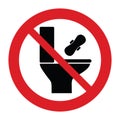 Do not throw feminine sanitary pad icon prohibited sign.